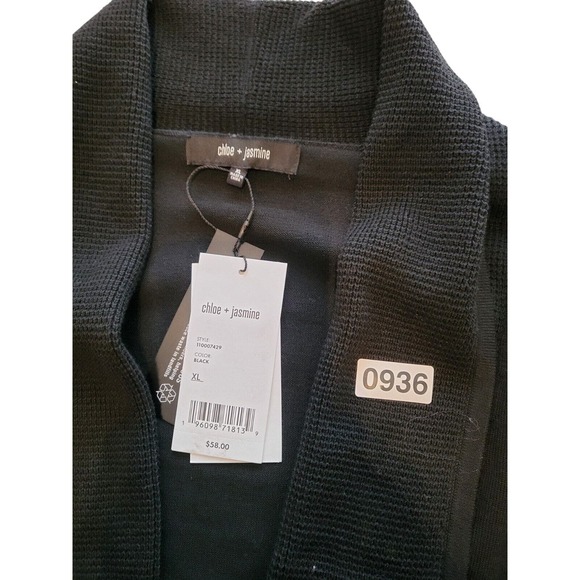 Chloe & Jasmine Wms NWT Sz XL Black Womans Cardigan Open Sweater. 0936 - Picture 4 of 5
